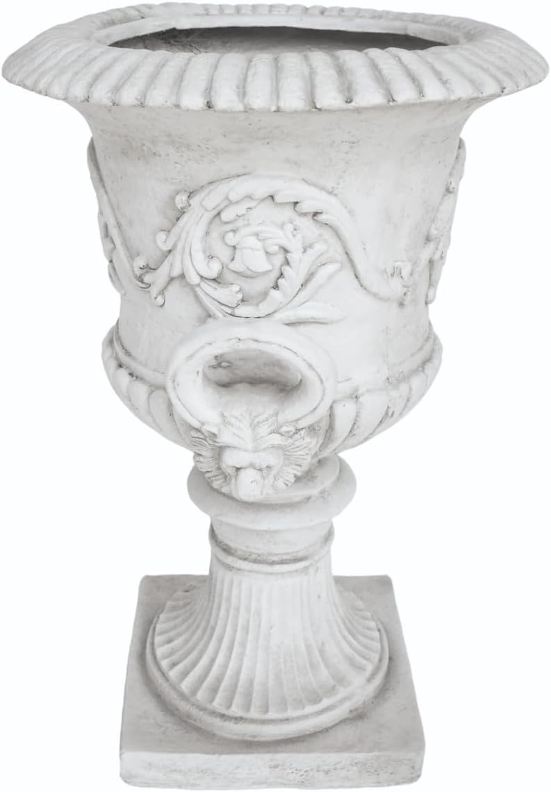 Elegant Roman Style Garden Urn Planter - Antique White - Indoor/Outdoor