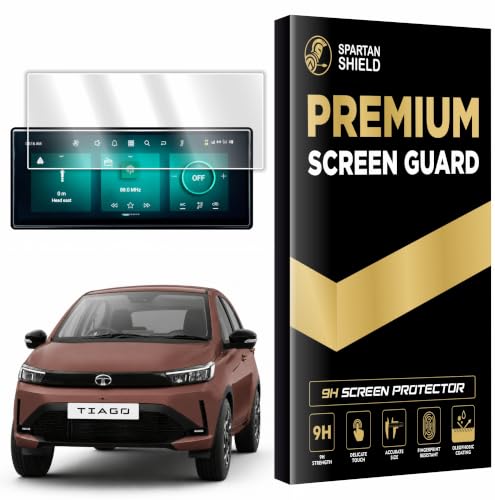 Image of SPARTAN SHIELD Screen Guard For TATA TIAGO 2026 Facelift || Creative & Creative+ || 10.25 Inch Infotainment Touchscreen Protector | Anti Scratch | Water Resistant | HD Clear | High Touch Sensitivity | NEW TataTiago 9H Car Display Accessories 2026+ [Not Tempered Glass] (2026 Facelift Tiago 10-Inch)