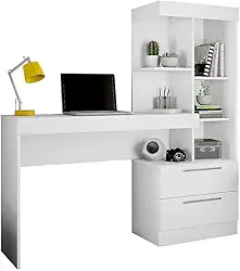 Escrivaninha Com Estante Notável Móveis NT 2010 Flex Branco New/Rosa