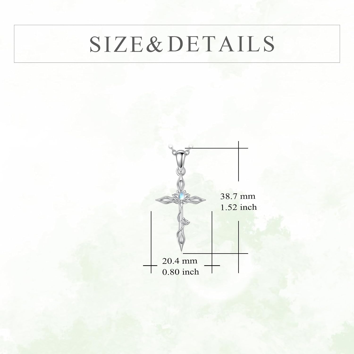 Cross Necklace Sterling Silver Lotus Pendant Moonstone Jewelry Gifts for Women Mother - Image 3