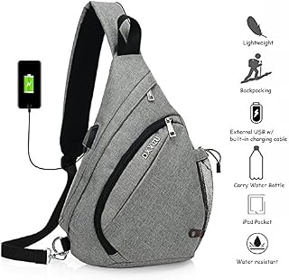 Peicees Sling Backpack, Sling Bag Crossbody Daypack Casual Canvas Backpack Chest Bag Rucksack