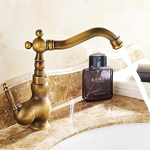 Rubinetto per lavello da Cucina per Bar Agriturismo Commerciale, Rubinetto per lavabo Caldo e Freddo alla Moda, Rubinetto da Cucina con Finitura in Ottone Bronzo Stile Europeo, Miscelatore da Cucina