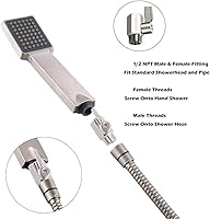 Vista 3 de Válvula de cierre de cabezal de ducha con mango inoxidable, mini válvula de bola de acero inoxidable 304 (1/2 pulgada hembra X macho) rosca NPT