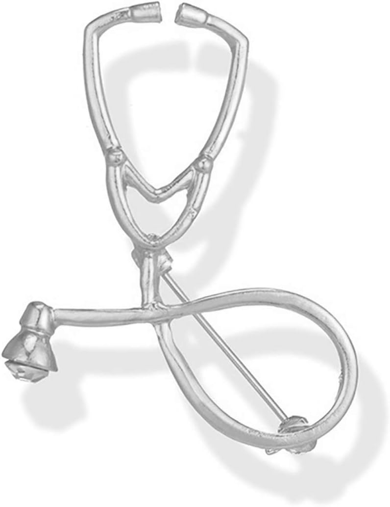 ROSTIVOStethoscope Brooch Pins for Women and Men Nurse Doctor Physicians Medical Student Graduation Gift (Silver)