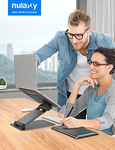 NULAXY Laptop Stand for Desk, Adjustable Laptop Riser Ergonomic Laptop Holder Adjustable Height from 2.1" to 21", Supports up to 22lbs, Compatible with MacBook, All Laptops Tablets 10-17"(Space Grey)