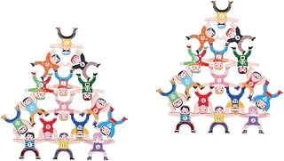 Toyvian 2 Conjuntos De Blocos De Construção Para Crianças Meninas Brinquedo Meninas Brinquedos Educativos De Madeira Crianças Empilhamento Blocos Equilíbrio Brinquedo Quebra-Cabeça Peça