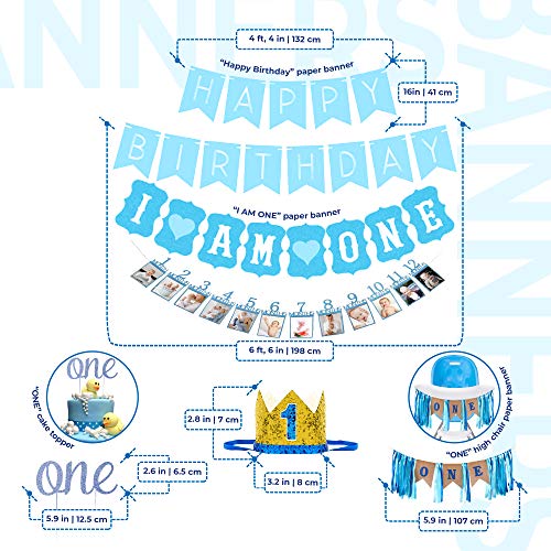 First Birthday Decorations For Boy 114 Pk One Balloon 1 Balloon For First Birthday, First Birthday Cake Topper, 1St Birthday Photo Banner, First Birthday Hat First Birthday Crown 1St Birthday Backdrop #TOP3