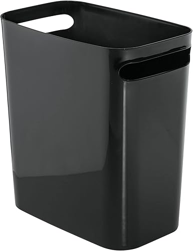 mDesign Cubo de basura de plástico delgado de 2.5 galones, contenedor de basura clásico para baño, dormitorio, cocina, oficina en casa, residuos al
