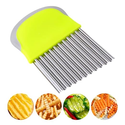 Redamancy 1 Pcs Cuchillo Ondulado, Cortador de Arrugas, Cortador de Patatas, Patatas Cortador Ondulado de Acero Inoxidable para Cortar Patatas, Batatas, Frutas y Verduras