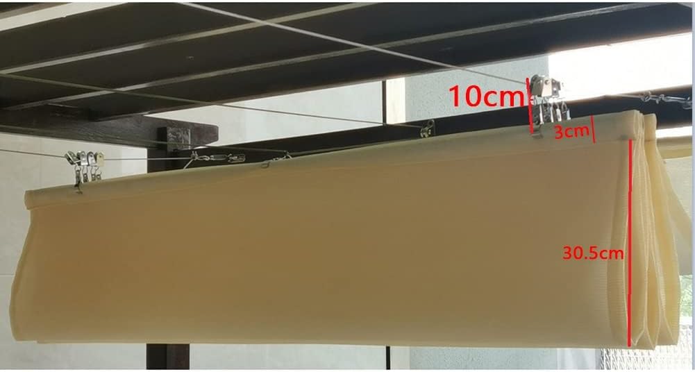 Waterproof Retractable Pergola Shade Cover, Outdoor Canopy Replacement Kit for Patio, Deck, Porch, Yard - Yellow Slide Wire Awning Sail, Rainproof Protection