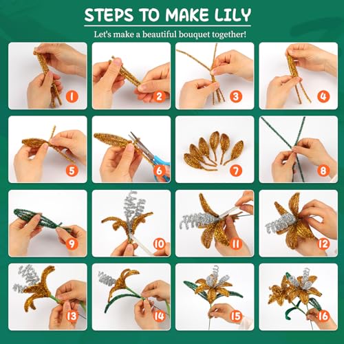 Image of Mnuizu Pipe Cleaners, 200 Pcs Glitter Pipe Cleaners Craft Creative Supplies | Fluffy Pipe Cleaner for Animals, Flowers, Bouquet Making, Room Festival Decorations DIY Art Projects, Glitter Green
