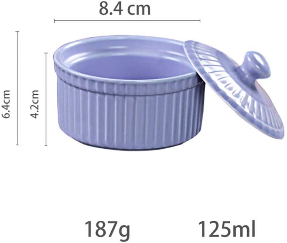 Lot de 5 ramequins en porcelaine pour pâtisserie, mini cocotte avec couvercle, plat de cuisson, bol à pudding, bol à dessert, 5 pièces
