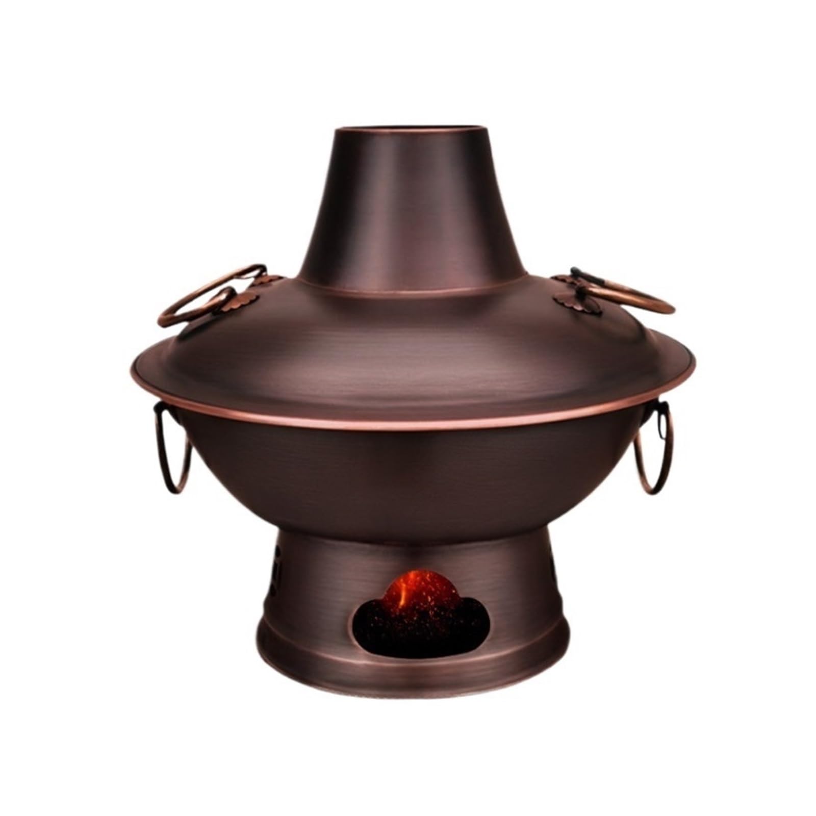 asdchZen Traditional Copper Hot Pot-38Cm Brass Hot Pot For Charcoal Cooking,Perfect For Home Parties,Authentic Beijing Style,Durable Cookware For Delicious Family Meals,Copper,34cm