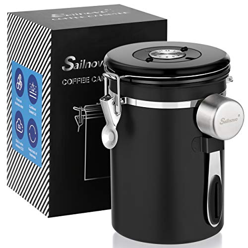 Airtight Coffee Canisters - Sailnovo Stainless Steel Container for Beans Grounds Sugar Flour