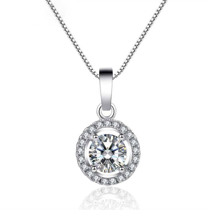 AOQINGA classic round diamond-encrusted fashion zircon pendant necklace that looks good no matter what outfit you wear it with