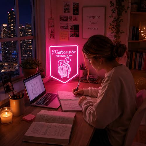 Image of Pink Neon Sign Led Neon Lights Signs for Wall Decor USB Powered Led Signs for Room Decoration-Dormroom Bow