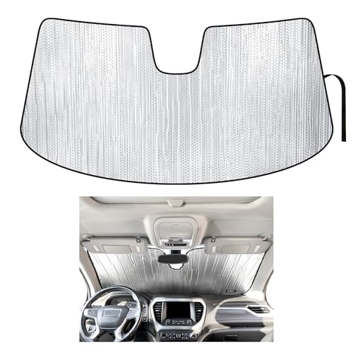 YelloPro Custom Fit Automotive Reflective Front Windshield Sunshade Accessories UV Reflector Sun Protection for 2017 2018 2019 2020 2021 2022 2023 GMC Acadia SUV, SL, SLE, SLT, AT4, Denali