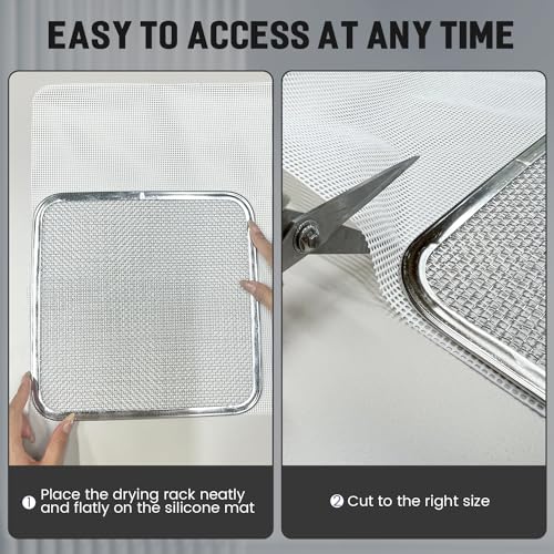 4 Pack Silicone Dehydrator Sheets,Non-stick Food Fruit Dryer Mats Reusable Steamer Mesh Mat for Fruit Dryer,Silicone Dehydrator Trays(9.45 x 9.45 inch)