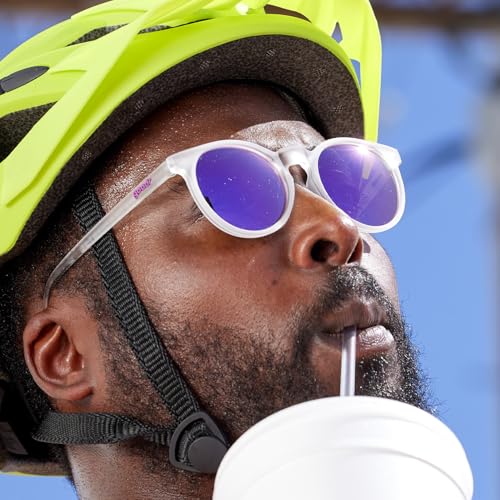 goodr Strange Things Are Afoot Polarized Round Sunglasses for Men & Women, Small Sized (Circle G), Clear Translucent Frame with Purple Mirrored Reflective Lenses, UV400 Protection, No Slip, No Bounce3