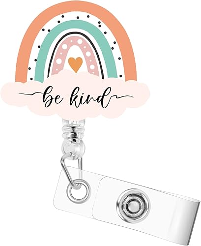Portainsignias retráctiles, carrete de insignia de enfermera, carrete de insignia de enfermería bohemio de arco iris, soporte de insignia con clip
