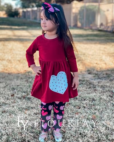 Image of Toddler-Girls-Fall-Clothes-Set Little Girls Highlow Tunic Tops+Leggings Outfit Boutique Clothing