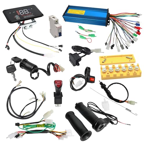 YC Yier 36V 48V 60V 72V 84V 1000W-2500W 40A-50A Brushless Motor Controller + LCD Screen+ Wiring + Throttle+ Key Switch Kit for Electric Go Kart Razor Dirt Bike Pit Bike Motorcycle ATV Quad