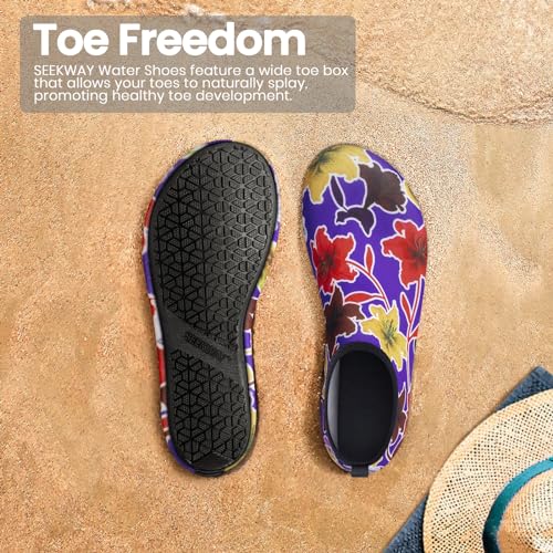 Image of SEEKWAY Water Shoes Women Men Adult Quick-Dry Aqua Socks Barefoot Non Slip for Beach Swim River Pool Lake surf Black SK002(U)