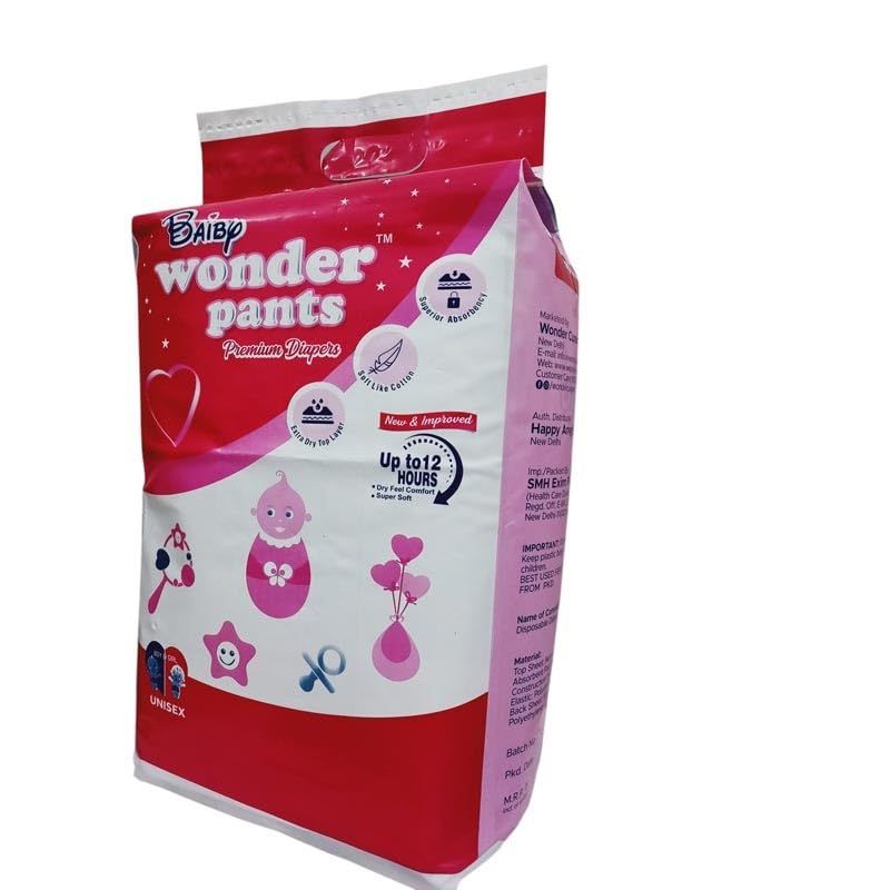 Baiby Wonder Pants Easy Dry Baby Diaper – Large Size – 50 Count – Disposable Diapers for Infants – Skin Essentials Baby Diapers for Boys and Girls – Suitable for Day and Night Use