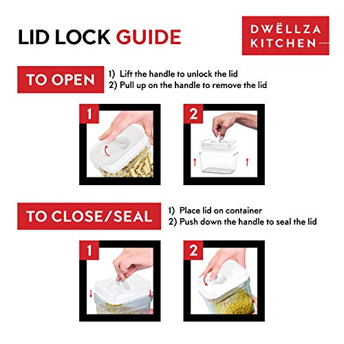 Dwëllza Kitchen Clear Airtight Food Storage Containers For Pantry – 6 Pack - Air Tight Kitchen Containers Pantry Organization And Storage - Bpa-Free Plastic - Keeps Food Fresh & Dry #TOP4