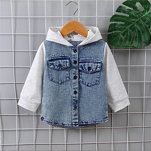 KAGAYD Toddler Baby Boy Girl Denim Jackets Button Down Jeans Jacket Top Coat Cowboy Outwear Hooded Winter Fall2