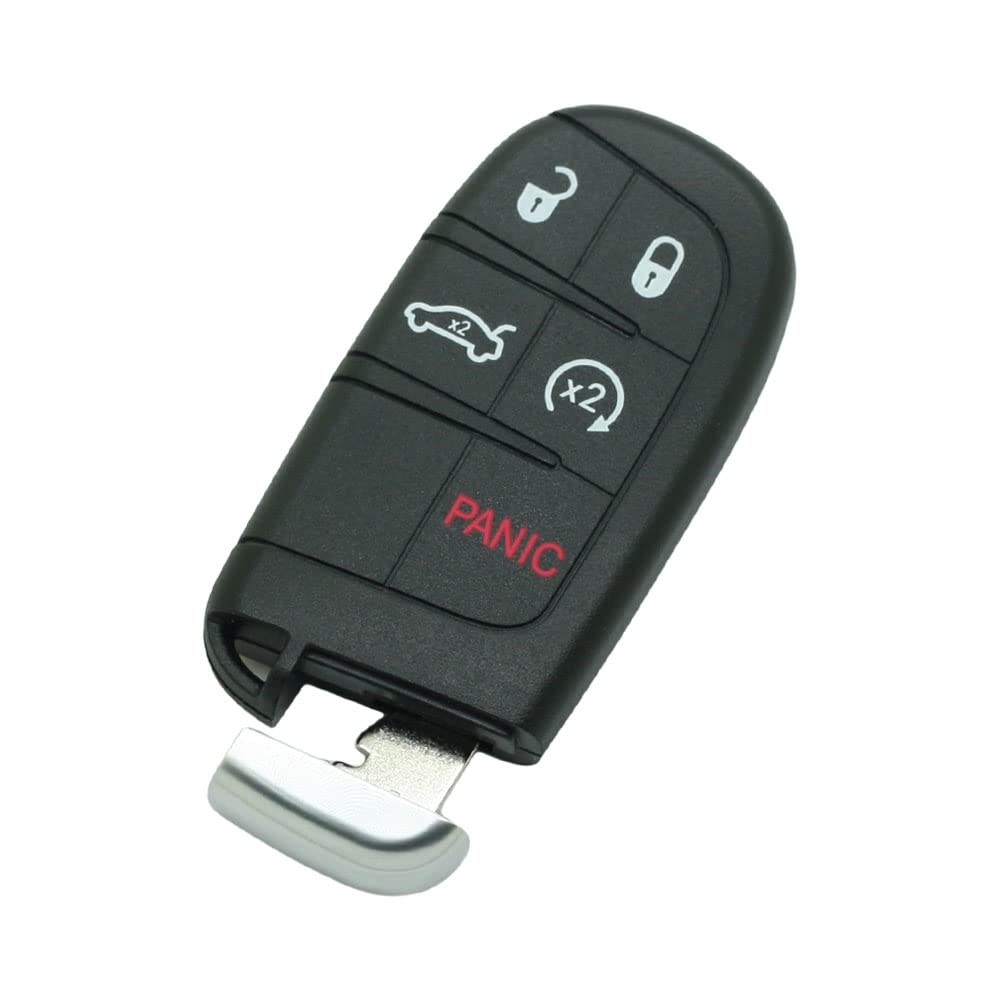 Wymienna obudowa kluczyka + nieoszlifowany pusty klucz awaryjny kompatybilny z DODGE CHRYSLER JEEP 5-przyciskowy inteligentny bezkluczykowy pilot zdalnego sterowania obudowa kluczyka Fob 4 BTN