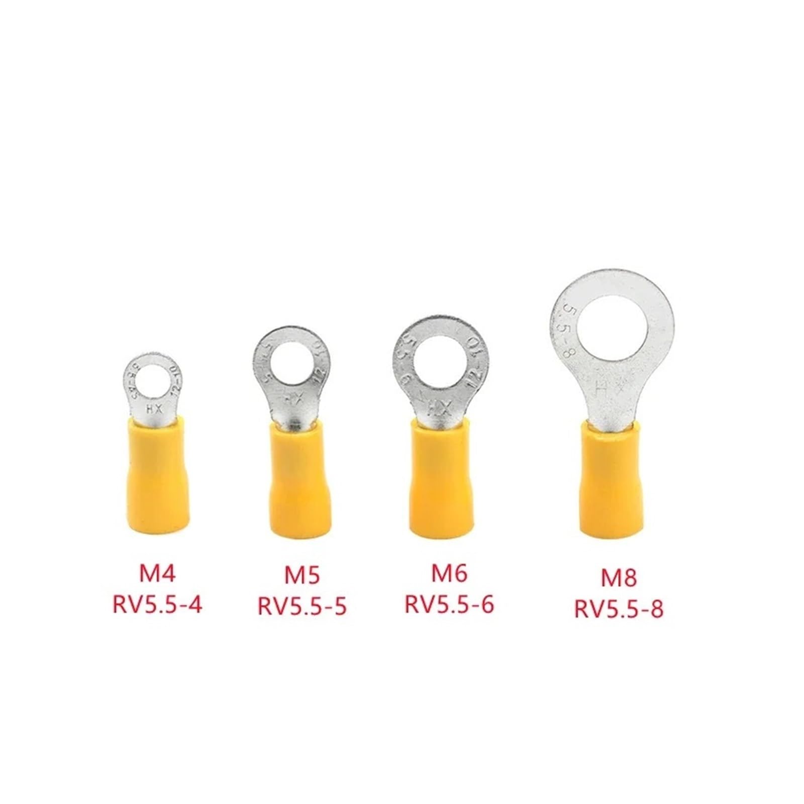 650 pz Terminali ad anello isolati rosso, blu e giallo Cavo elettrico Connettori a crimpare 22-10 AWG Kit M4/M5/M6/M8