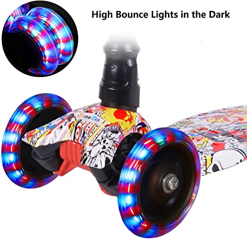 Yuanj Scooter Kinderroller, Dreiradscooter für Mädchen und Jungen 3-13 Jahre alt, Höhenverstellbarer Kickscooter mit… – Bild 5