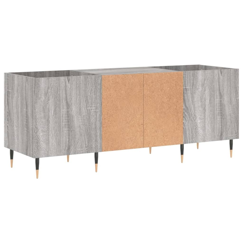 Armadio per dischi grigio Sonoma, 121 x 38 x 48 cm, in vinile, in legno e metallo, per giradischi e dischi LP
