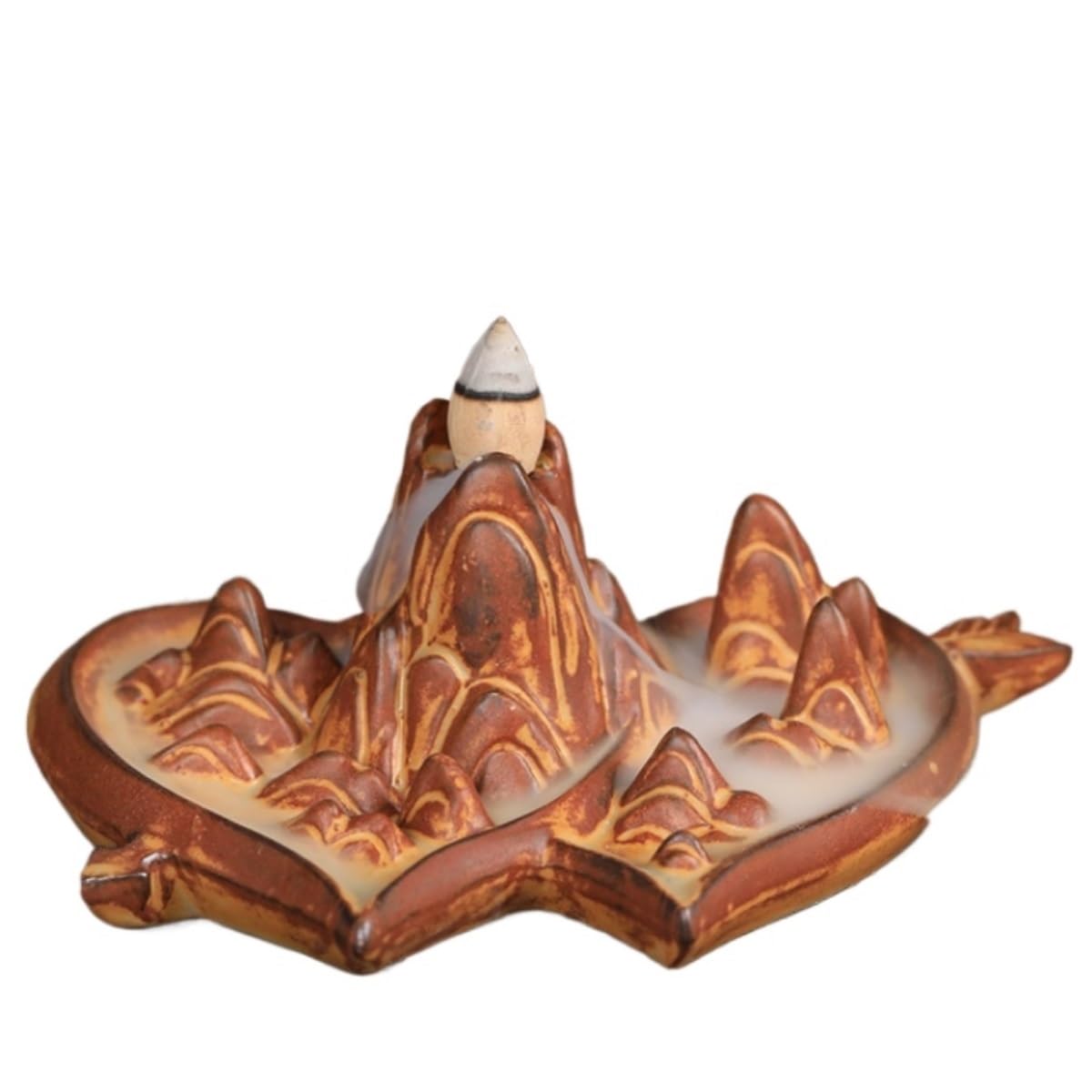 Incense Burner Backflow Incense Burner Sandalwood Ornaments Home Decor(Yellow)