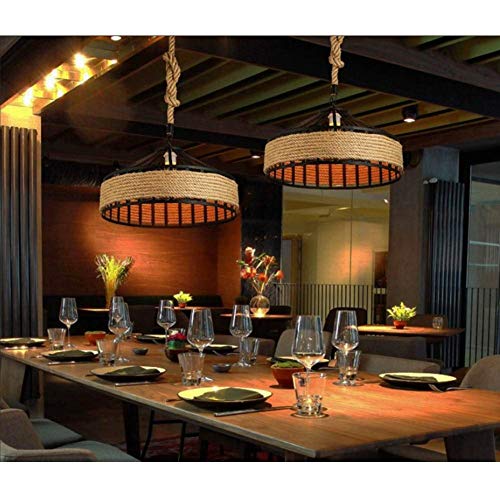 Candelabro de hierro forjado y cuerda rústica con diseño exclusivo para salón industrial 5