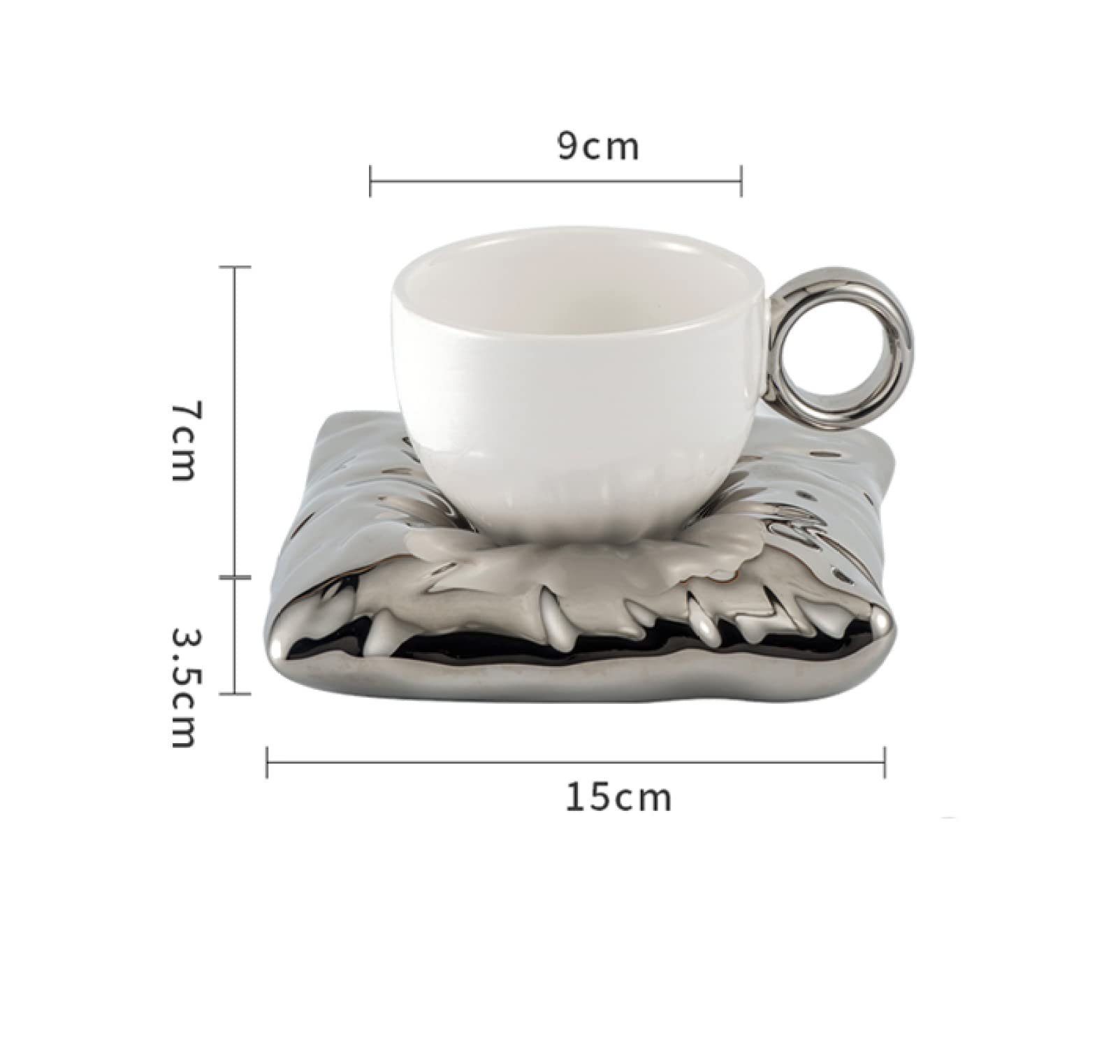 Kaffeetasse aus Keramik Silber Kissen Untertasse Teetasse Keramik Kaffeetasse Geschenk für Büro und Zuhause