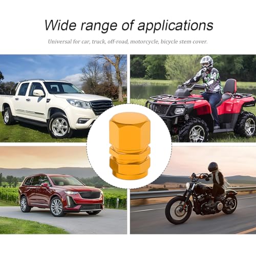 Image of Osilly Car Tire Stem Valve Caps, 8 PCS Aluminum Alloy Valve Stem Covers, Leak-Proof Tire Cap Cover Accessories, Hexgon Style Wheel Air Valve Caps for SUV Car Bike (Yellow)