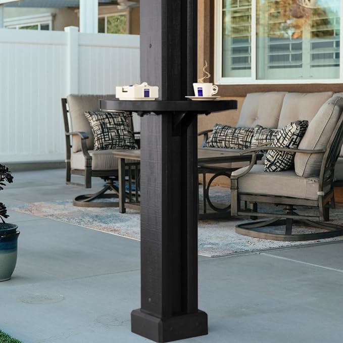 ALUMATABLE™ Alumawood Patio Cover Post Table (Black)