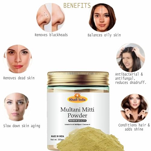 Image of Khadi 100% Pure & Organic Multani Mitti Powder - Natural Clay for Deep Cleansing, Oil Control & Glowing Skin - Face & Hair Pack - 350g