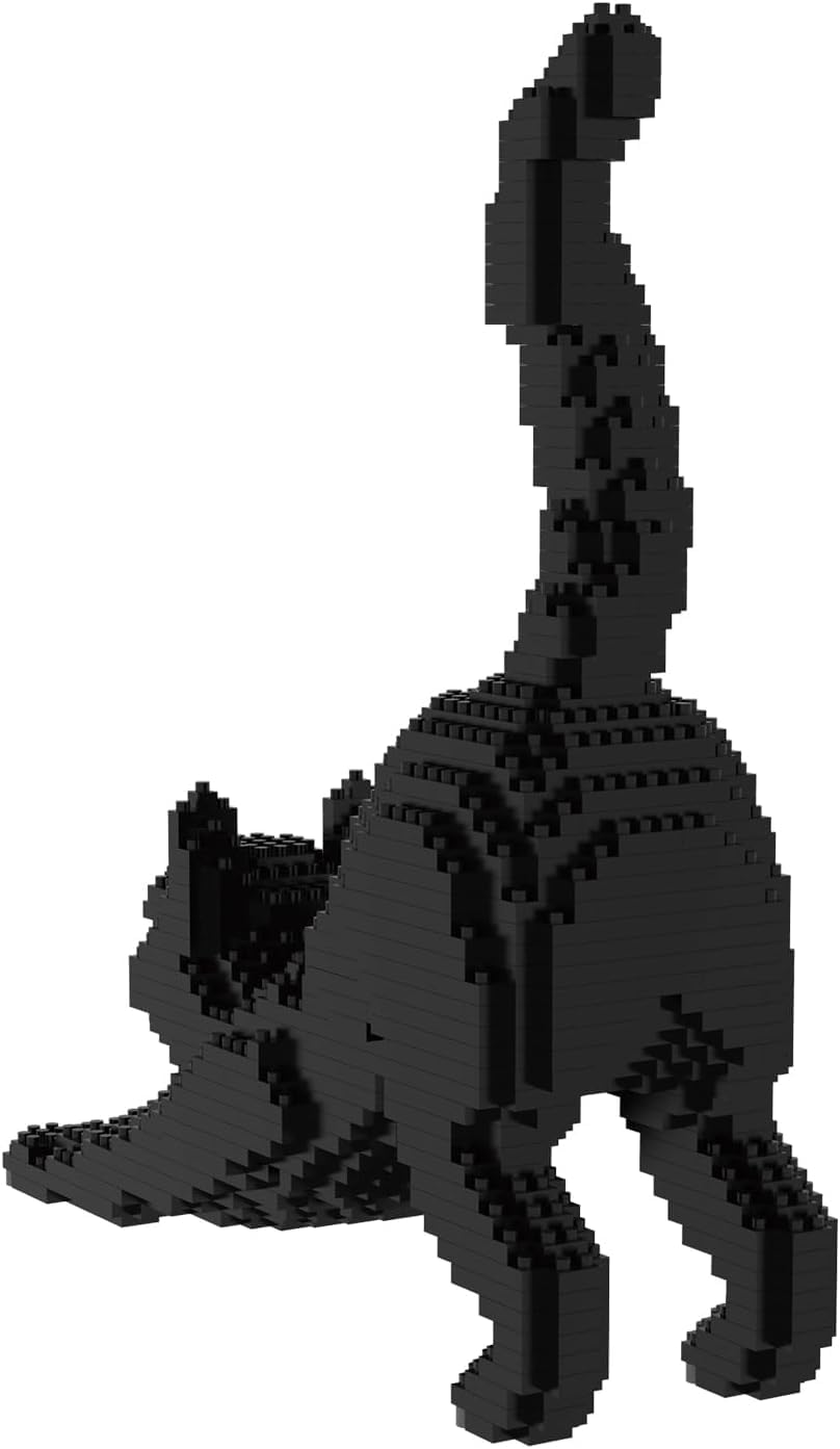 Larcele Cat Micro Building Blocks Animal Set, DIY Mini 3D Building Toy Bricks Kit,999 Pieces KLJM-05 (Black Cat)