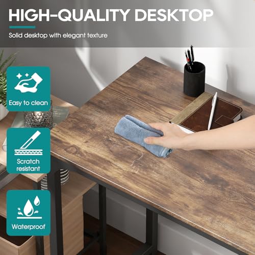 Image of BestOffice Computer Desk,Home Office Desk, Modern Simple Style for Home Office Study Writing (Brown, 47 Inch)