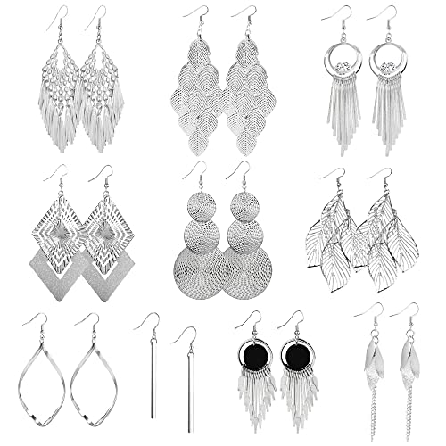 Boho Ohrringe Silber Hängende Set für Damen Mädchen Modeschmuck Ohrringe Silber Set Guess Ohrringe Damen Cover