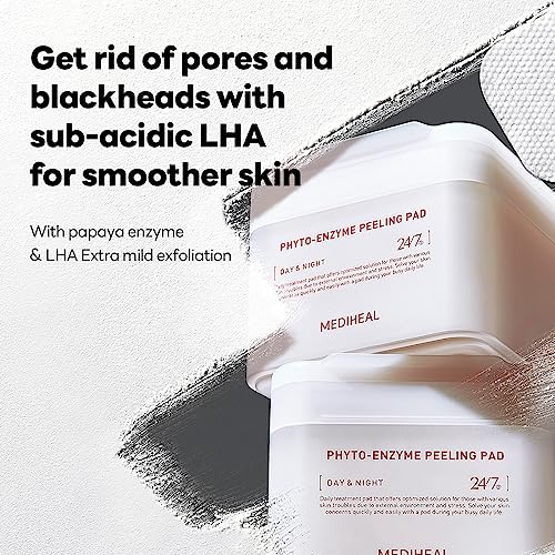 Image of MEDIHEAL Phyto Enzyme Peeling Pad - Vegan Face Resurfacing Gauze Pads with LHA & Papaya Enzym - Pore Tightening Pads to Control Sebum - Exfoliating for Dead Skin Cells, 90 sheets