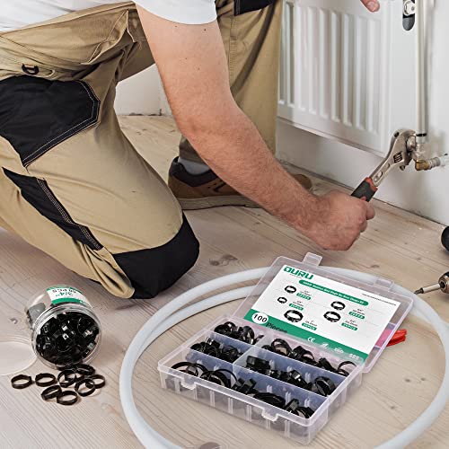 OURU 80pcs 5/8 Inch Black Pex Clamps Crimp Rings Set,304 Stainless Steel Single