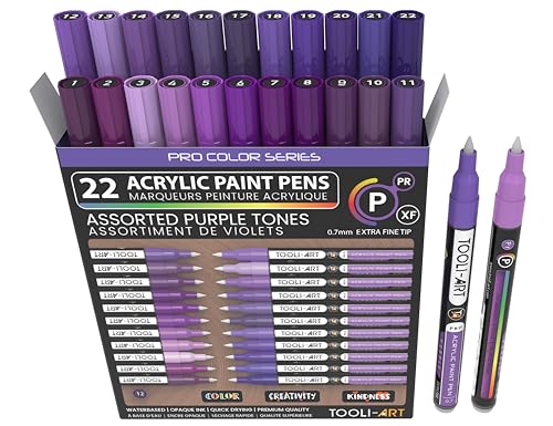 Lot de 22 Marqueurs de Peinture Acrylique - Pointe Extra Fine de 0,7 mm - Pour Peinture sur Pierre, Verre, Bois, Métal, Plastique, Toile - Bricolage - Non Toxique - À Base d'Eau - Séchage