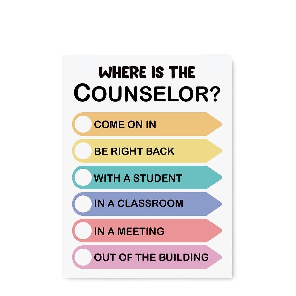 FOPURE Counseling Office Door Sign, Where is The Counselor Printable Sign, School Social Worker Therapist Office Door Decor, Classroom Management Tool(Framed,16x24inch(40x60cm))