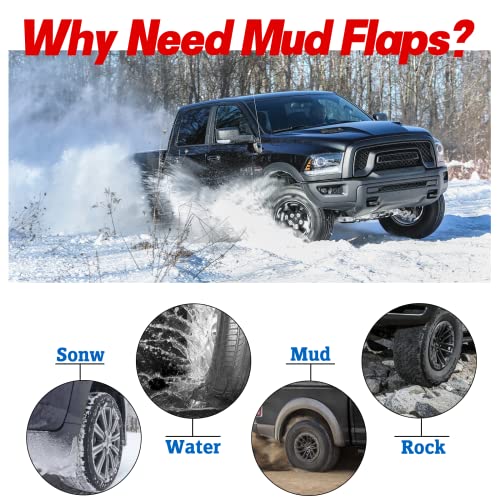 Image of BDFHYK Mud Flaps Splash Guards 4PCS Front & Rear Side Mud Guards Compatible with Dodge Ram 1500 2500 3500 (2009-2022) Without OEM Fender Flares