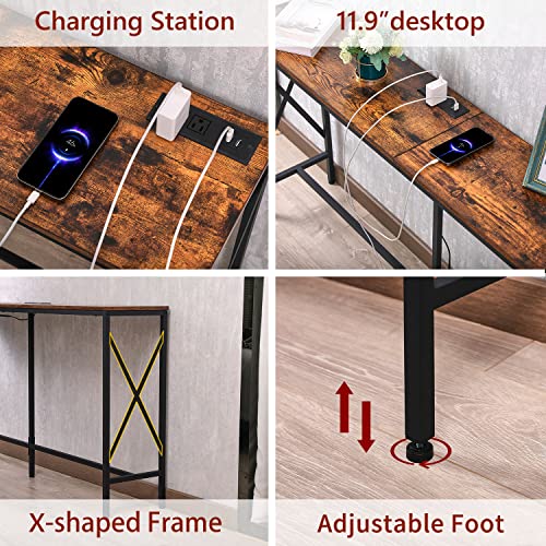 Lakemid Console Table Narrow Long 70.9" - Sofa Tables With Charging Station, Behind Couch Table With Metal Frame For Living Room Hallway Foyer (70.9 Inches) #TOP4