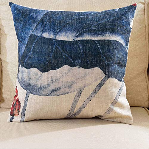 OSVINO Lotus Throw Pillowcases Chinese Ink Wash Painting Style Pillow Shams Cushion Cover for Home Sofa Bed Office DÃ©cor, Lotus Leaf, 18"X18"
